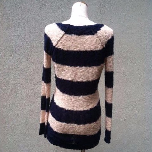 Charlotte Russe Cream and Blue Striped Sweater - Picture 2 of 3