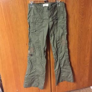 Green cargo pants with patch work