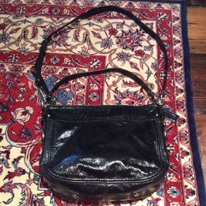 Black/really dark blue Patten Leather Coach Purse
