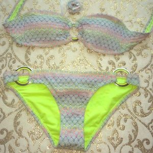 Adorable brand new neon rainbow swim suit 🎀