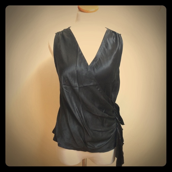100% Silk Drapey Black Top