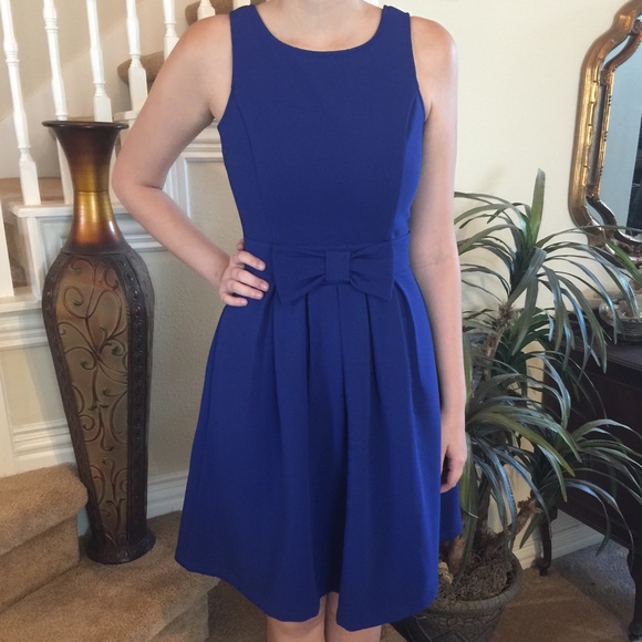 Pim + Larkin Dresses & Skirts - Pim + Larkin blue ribbed bow skater dress