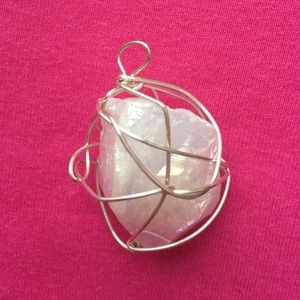Opal Aura, Angel Cluster Aura, Silver Wire Pendant