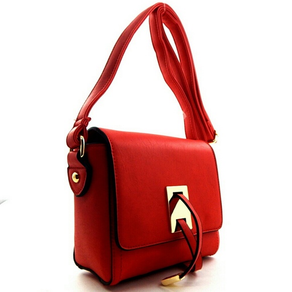 Structured Square Cross Body Red Fashion Handbag