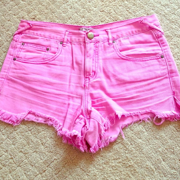 pink free people high waisted shorts!