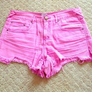 pink free people high waisted shorts!