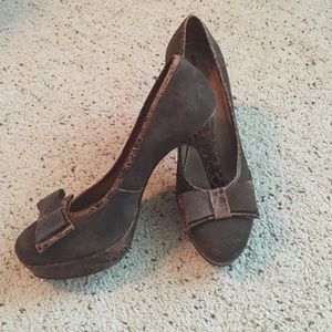 Anthropologie Schuler and sons brown heels 7 1/2
