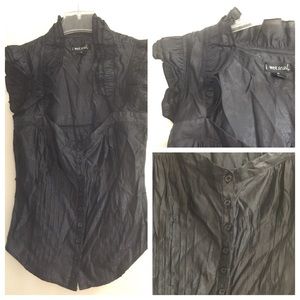 Fancy Wet Seal Ruffled shiny Top M Silk Blend