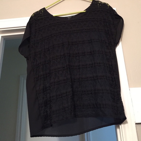 Black lace front tee
