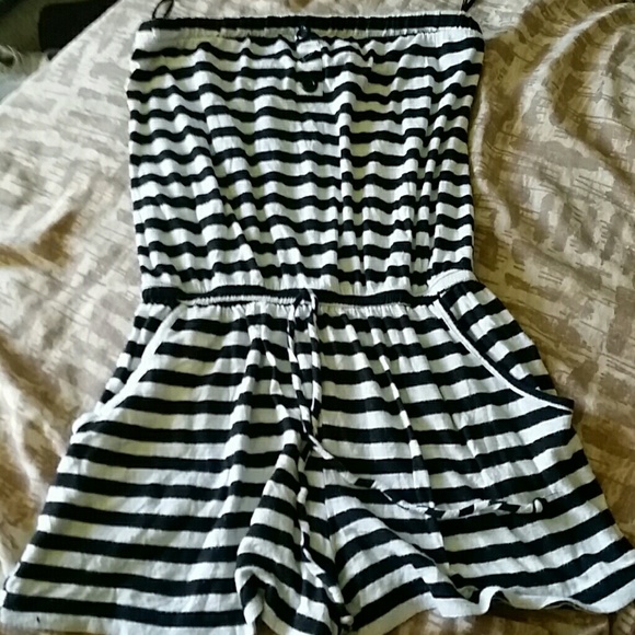 Black and white striped romper