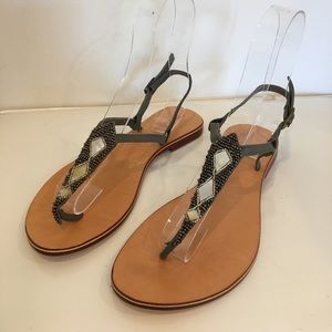 Cocobelle brushed silver beaded sandal.