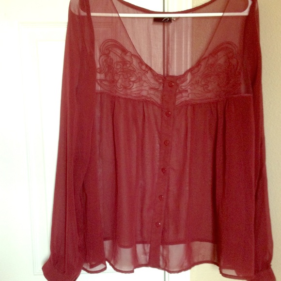 Burgundy sheer shirt