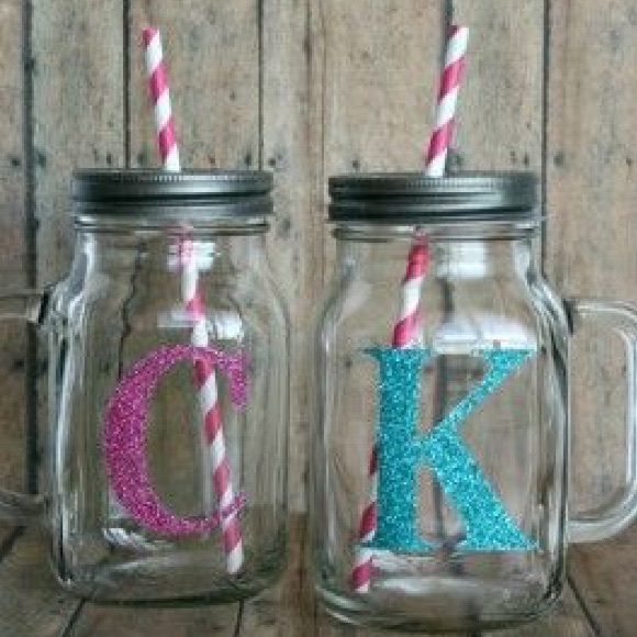 Cute monogrammed mason jar glasses! - Picture 2 of 2