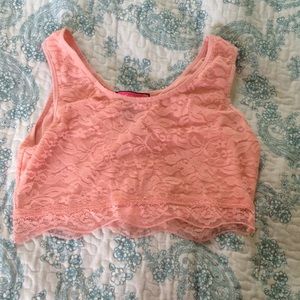 Lace peach crop top