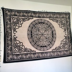 White and Black Mandala Tapestry