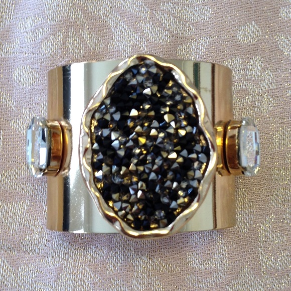 Gold Cuff Bracelet with Gorgeous Stones
