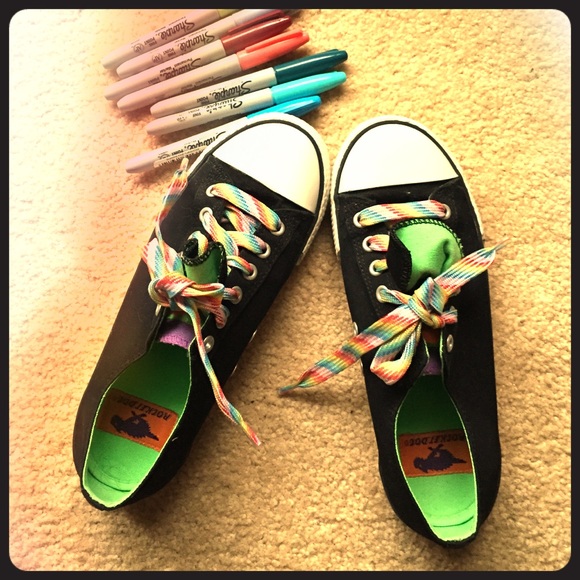 Rocket Dog converse style shoes with rainbow laces
