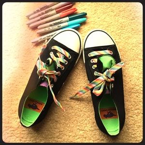 Rocket Dog converse style shoes with rainbow laces