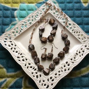Handmade brown stone jewelry set