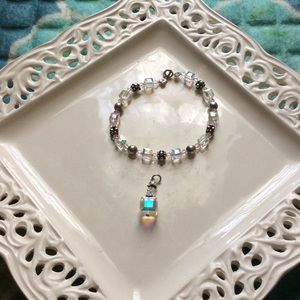 Crystal beaded necklace and bracelet set