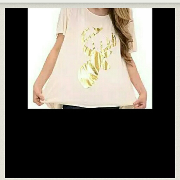 Judith March cream tee with gold deer!