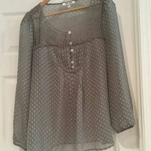 Olive green sheer blouse