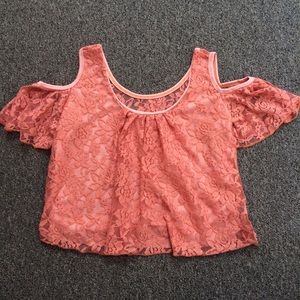 Off the Shoulder Flowy Lace Crop Top