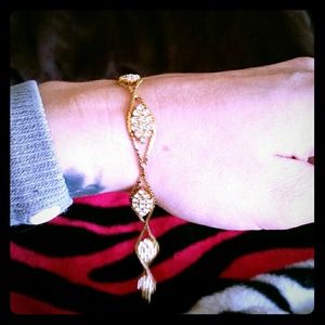 Gold plated and diamond accented bracelet