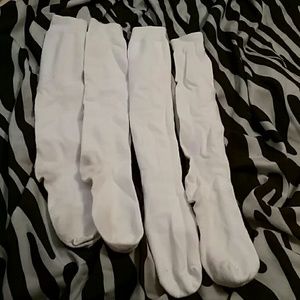 2 pair white knee high socks