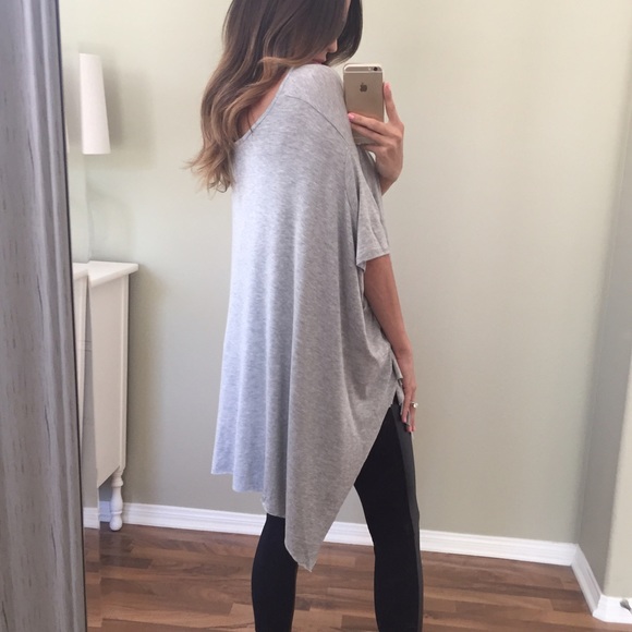 Sold • Grey Raw Edge Oversized Tunic - Picture 2 of 4
