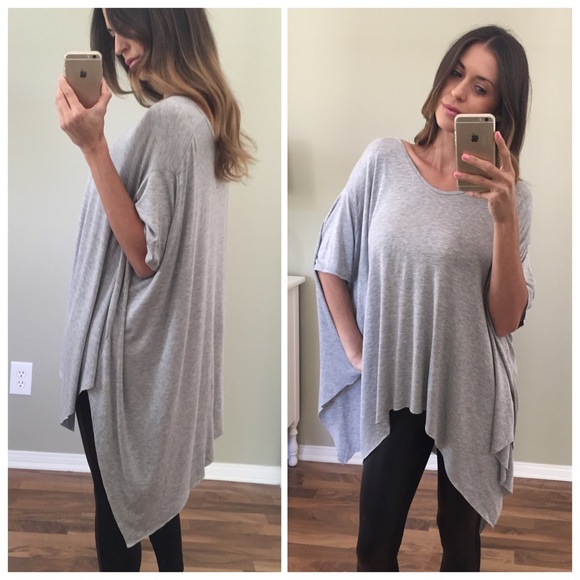 Sold • Grey Raw Edge Oversized Tunic - Picture 3 of 4