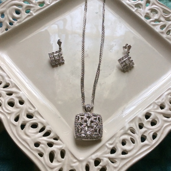 Sterling Silver locket and earring set