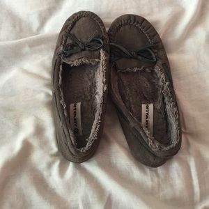 Dark gray moccasins