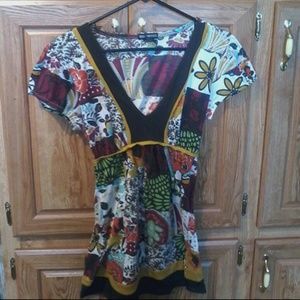 Patchwork ethnic dressy shirt