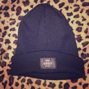 BLACK OBEY BEANIE