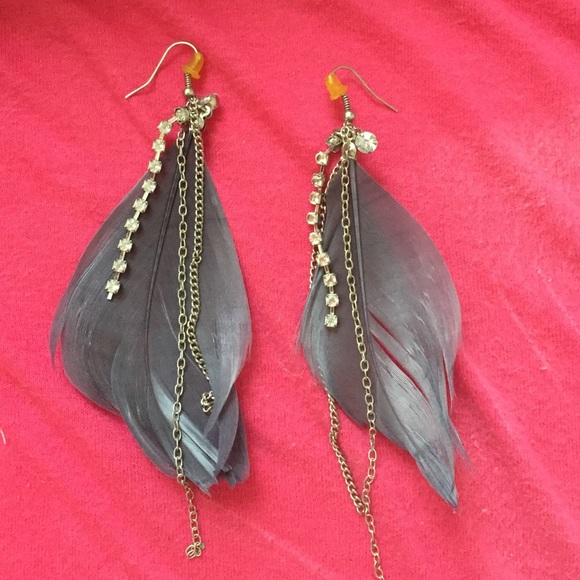 Feather & Rhinestone Earrings