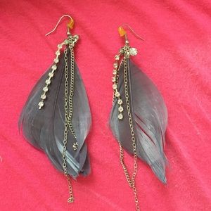 Feather & Rhinestone Earrings