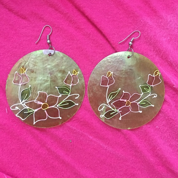 Hand Painted Round Earrings