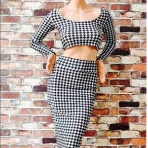Houndstooth Midi Skirt Set Size Large