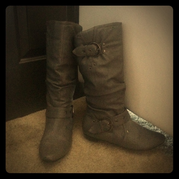 Grey tall boots