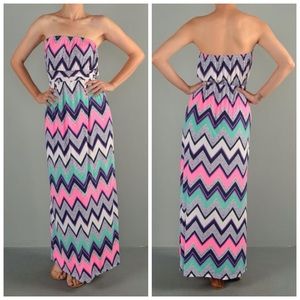 Into the Sunset Chevron Maxi Dress
