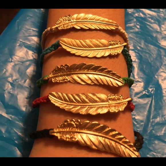 Feather charm bracelet