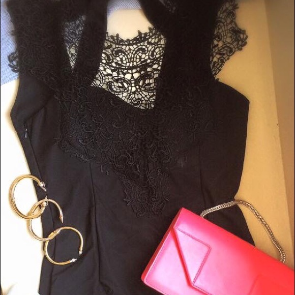 💝Sexy Black Lace Appliqué Ribbon Bow Dress‼️