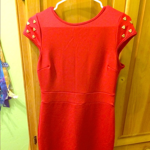 Studded leopard dress (red)
