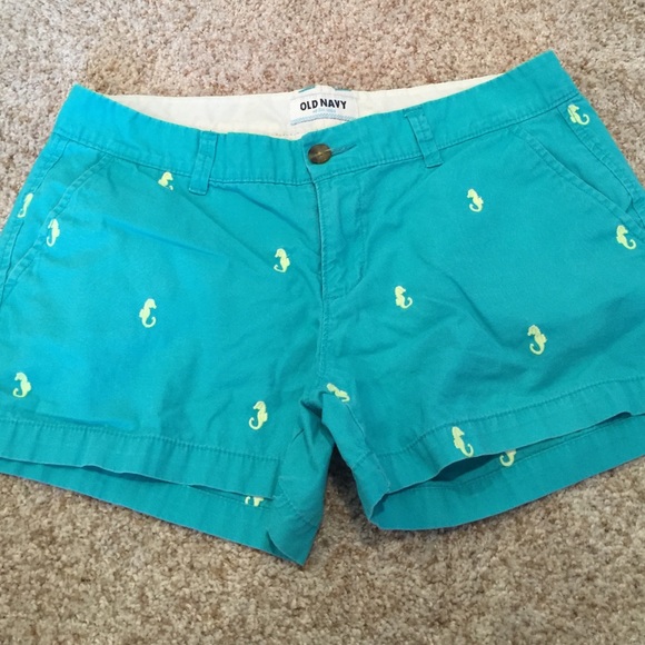 Turquoise Old Navy Shorts embroidered sea horses
