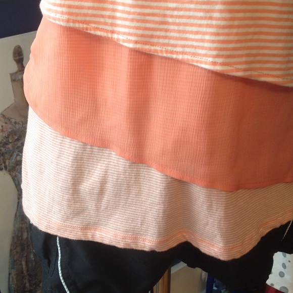 Orange Racer Back Tank with Ruffles and Stripes. - Picture 3 of 4