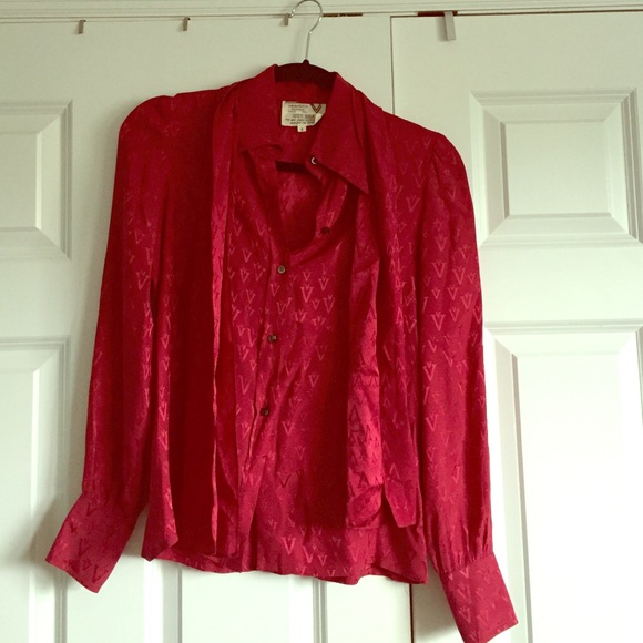 100% silk red Valentino button down top