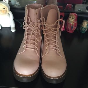 Light pink combat boots