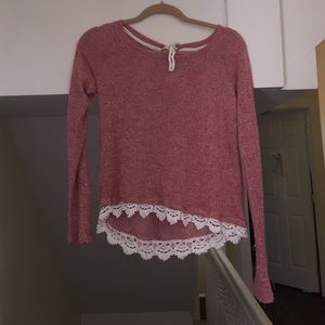 Crochet trim knit blouse