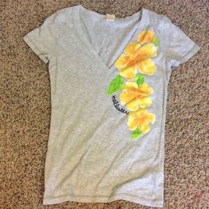 Grey Hollister Deep V-Neck graphic tee